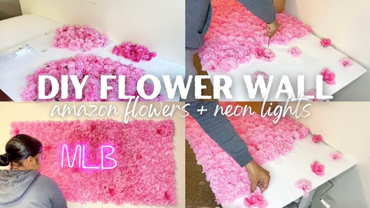 Easy DIY Flower Wall + Neon Sign | Amazon & Dollar Tree Flowers