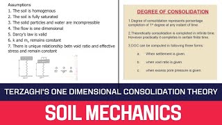 TERZAGHI'S ONE DIMENSIONAL CONSOLIDATION THEORY | SPRING ANALOGY | DEGREE OF CONSOLIDATION.