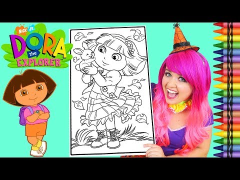 Coloring Dora The Explorer Autumn GIANT Coloring Book Page Crayola Crayons | KiMMi THE CLOWN Video