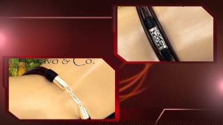 B-238  Sterling Silver & Leather Wristband Women / Men Bracelet