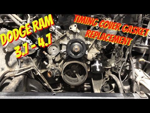 Dodge Ram 3.7 - 4.7 Timing Cover Gasket Removal - Water Pump Gasket Removal
