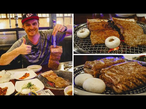 GALBI (갈비) - Eating delicious KOREAN BARBECUE BEEF RIBS in Seoul, Korea