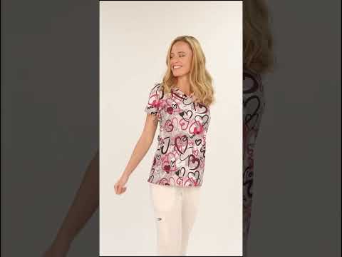 Scrub top MELINA - print Painted Hearts