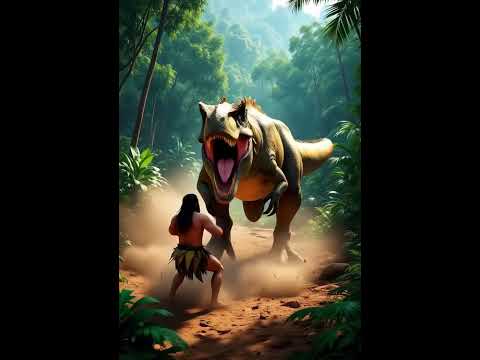 Prehistoric Man Versus One Dinosaur: Tension Hits the Roof.#shots #prehistoricpeople