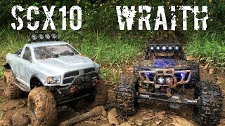 RC Mud Boggin': Axial Wraith on Hot Bodies Rovers and SCX10 on Pro-Line Super Swampers!