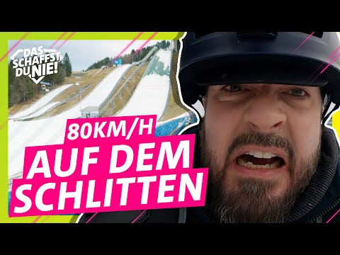 Schlitten auf Skisprungschanze?! Werde 80km/h schnell! || Das schaffst du nie!