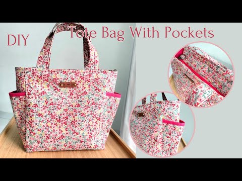 DIY Tote Bag With Pockets | How To Make Tote Bag With Side Pockets