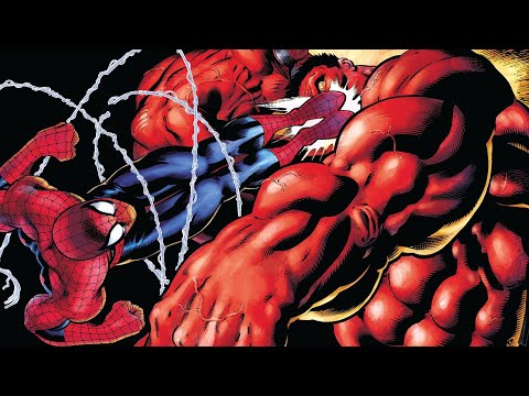 Spiderman fights Red Hulk