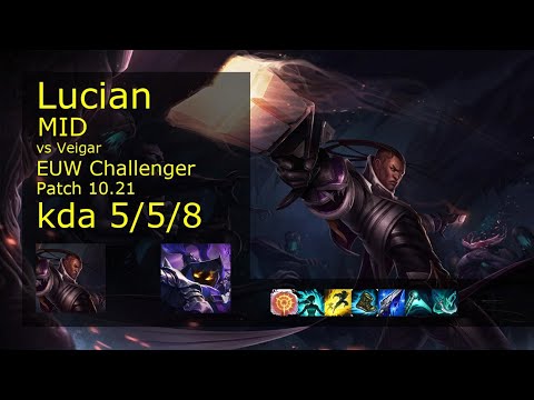 Lucian vs Veigar Mid - EUW Challenger 5/5/8 Patch 10.21 Gameplay