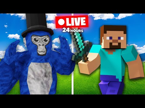 24 Hour Gorilla Tag Madness - LIVE with Minecraft