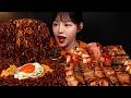 Cheese Egg Jjapagetti With Assorted Skewers Mukbang ASMR