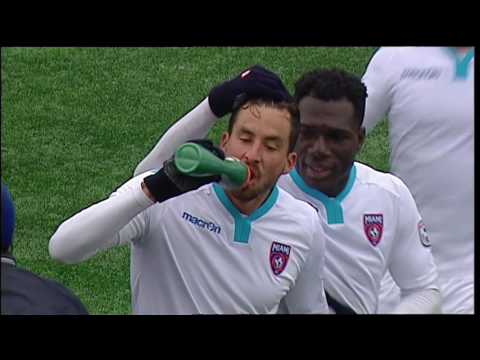 Miami FC's Vincenzo Rennella scores against FC Edmonton