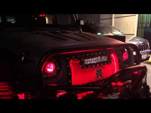 Jeep Punisher Edition Ep.54- Red Led Lighting Kit, HID Head Lights Night time Demo Zombie Mode