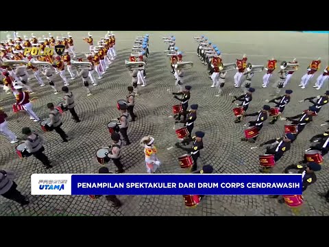 PENAMPILAN SPEKTAKULER DARI DRUM CORPS CENDRAWASIH DI PERAYAAN HARI BHAYANGKARA KE-79