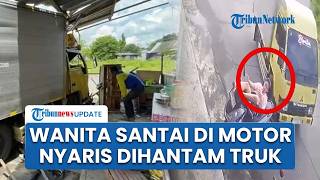 Mukjizat di Detik Terakhir! Wanita Ini Selamat dari Maut Usai Nyaris Dihantam Truk Boks di Kartasura