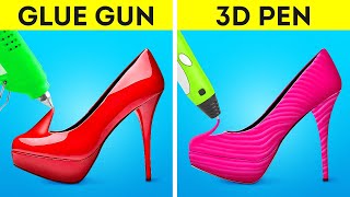 Awesome GLUE GUN vs 3D PEN Crafts || Shoe, Home Decor, School Supply
