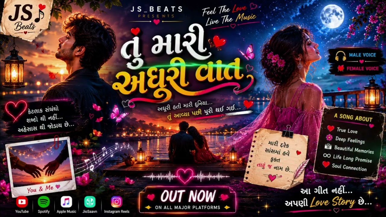 💖 તું મારી અધૂરી વાત ❤️ | New Gujarati Romantic Duet Song 2026 | JS_Beats । Gujarati Love Story Song