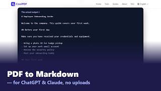 Turn Any PDF into Clean Markdown, Locally in Your Browser | GetCoolPDF