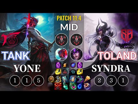 TLN Tank Yone vs SB.A TolanD Syndra Mid - KR Patch 11.4