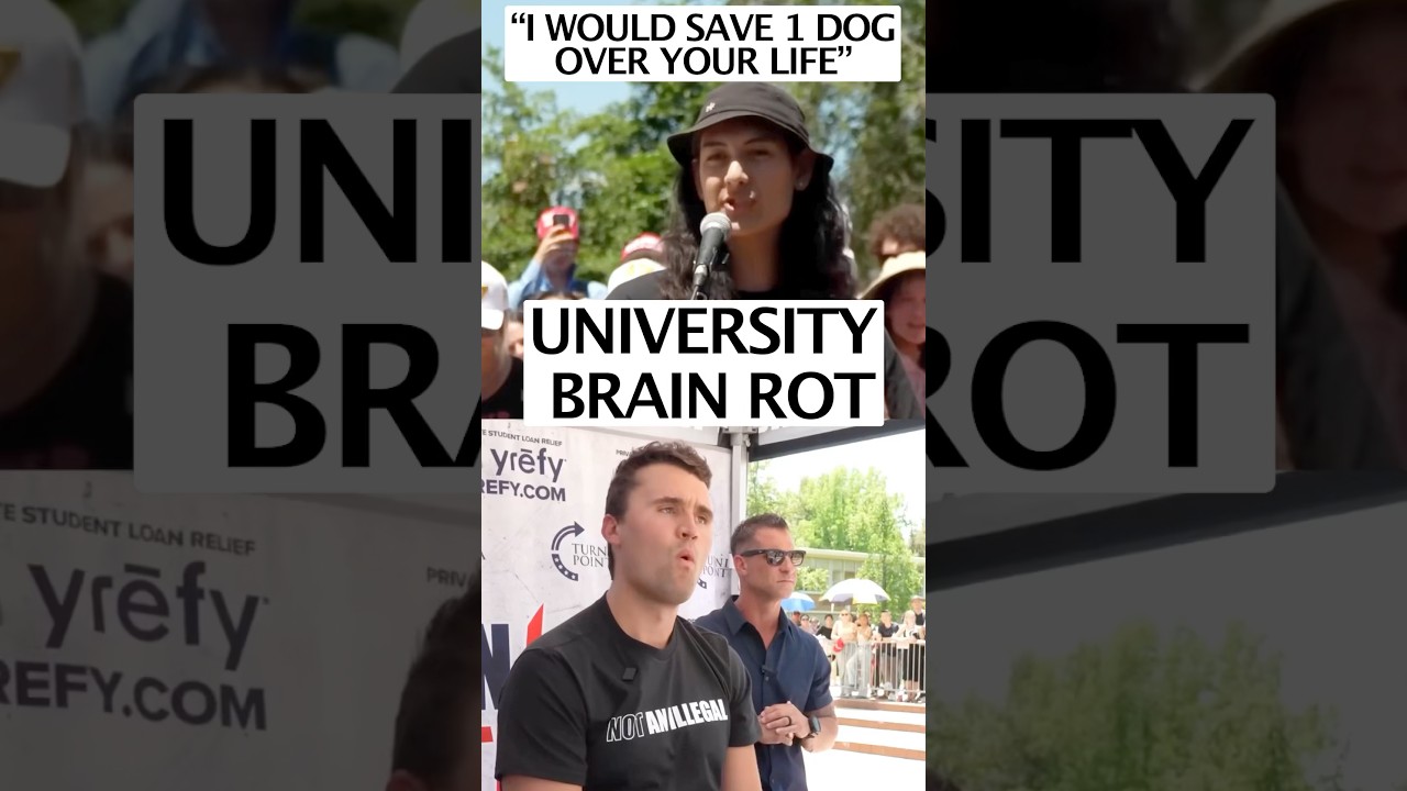 Current climate of higher education on full display. Charlie Kirk and a Bio student at UC Riverside