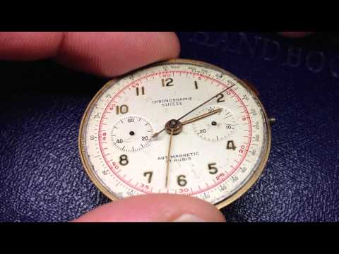 Vintage Rare CHRONOGRAPHE SUISSE Watch Movement Chronograph 17. Landeron Cal 48? Video7328
