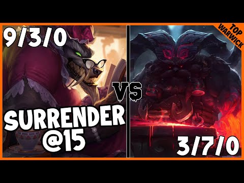 HOW I MADE ENEMY TEAM GIVE UP AS WARWICK TOP (15min FF) - League of Legends