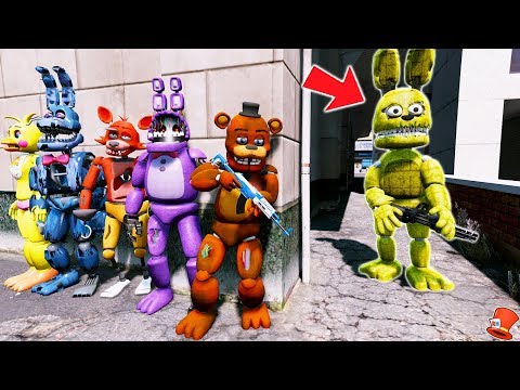 CAN THE ANIMATRONICS HIDE FROM THE GIANT PLUSHTRAP? (GTA 5 Mods FNAF RedHatter)