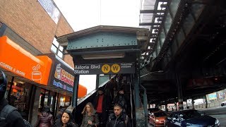 ⁴ᴷ⁶⁰ Walking Astoria Boulevard (N)(W) Subway Station - March 13, 2019 (Pre-Renovations)