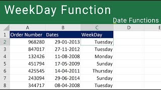 Excel Weekday Function