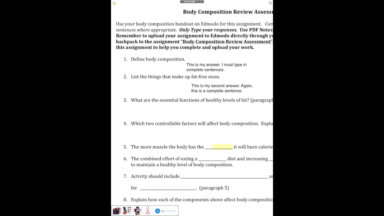 Completing an assignment in PDF notes
