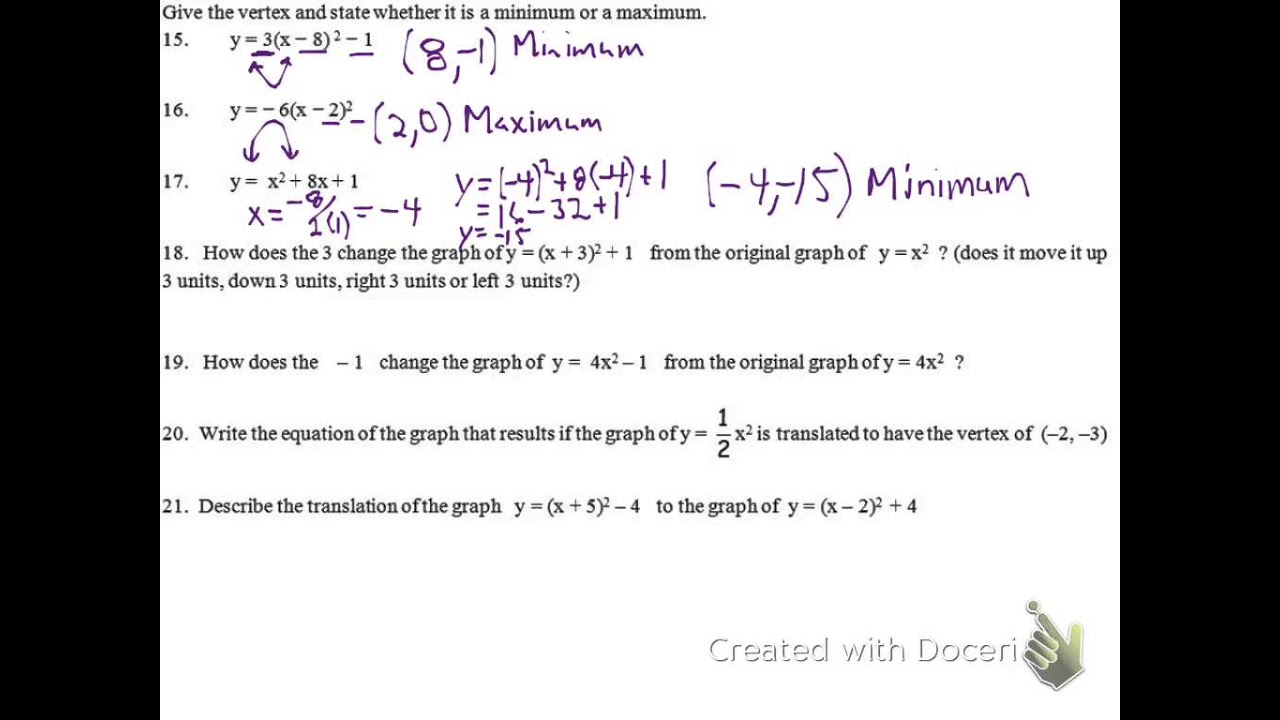 Algebra 2 Unit 4 Final Review Solutions