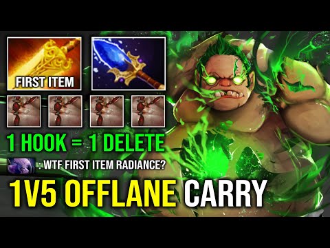 How to Offlane Pudge in 7.37c with First Item Radiance 1 Hook = 1 Delete Max Heap Strength Dota 2
