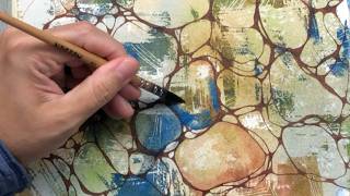 WATERCOLOR texture rocks & neurographic ink lines - 359