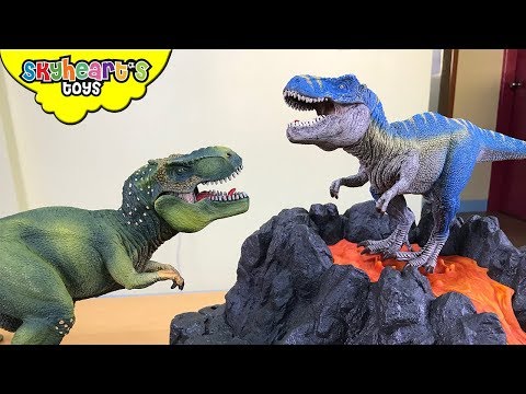 SCHLEICH DINOSAURS in Volcano! Skyheart plays with dinosaur toys for kids trex raptors