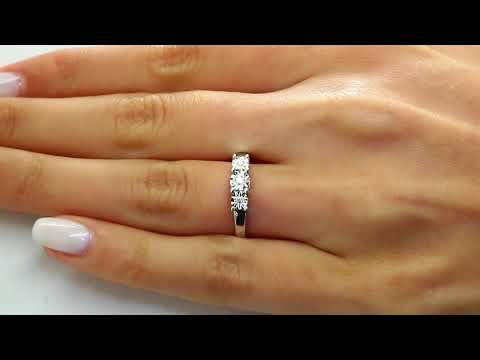 .10 CT SI1 F ROUND DIAMOND THREE STONE ANNIVERSAY PROMISE RING 14K WHITE GOLD