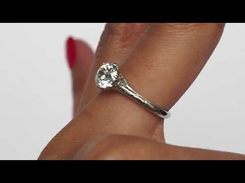 Edwardian Platinum GIA certified 1.00ct Old European Brilliant Diamond Engagement Ring-VEG#1267
