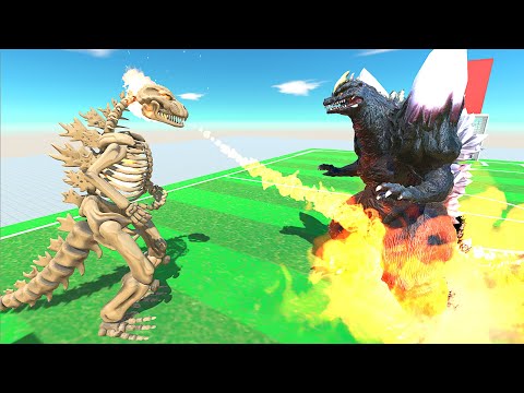 GODZILLA SKELETON VS SPACE GODZILLA FIGHT IN THE FOOTBALL FIELD - Animal Revolt Battle Simulator