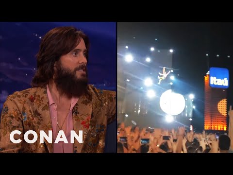 Thumbnail for Jared Leto Ziplined Into A Thirty Seconds To Mars Concert | CONAN on TBS by Thirty Seconds to Mars