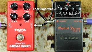Video thumbnail for BOSS Metal Zone MT-2 vs NUX HG-6 DISTORTION HIGH GAIN pedal comparison by Berger