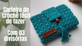 Carteira de crochê com divisórias passo a passo