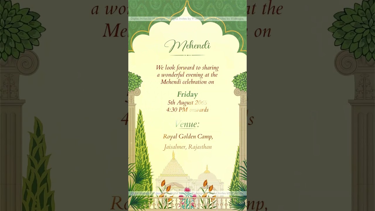 Floral Watercolour Indian Wedding Invite