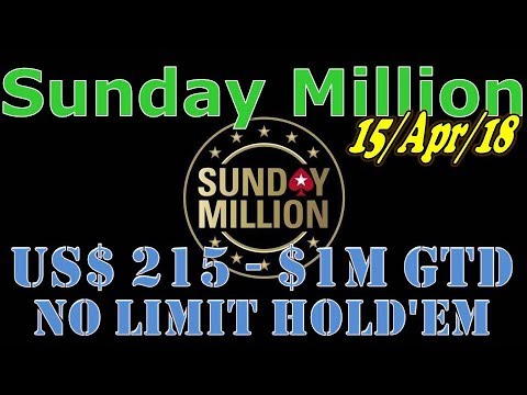 Sunday Million 15/Apr/18 $215 No Limit Hold'em, $1M Gtd - Final Table (cards up)