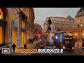 London Bus Ride In Gloomy Dusk Rush Hour Route 8 From Bow Church To Tottenham Court Road 4K