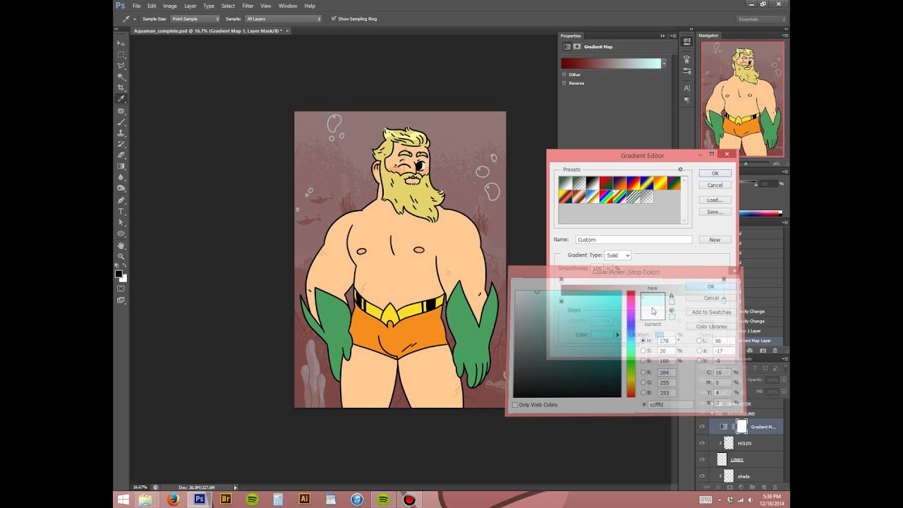 Aquaman Pin-up - Coloring process