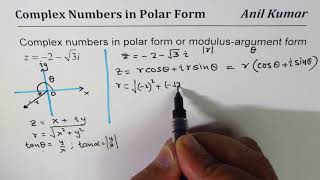 Complex Number in quadrant 3 to Trigonometric Polar Form