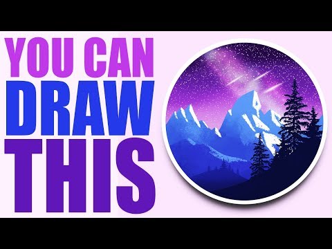 ANYONE Can Draw This Landscape in PROCREATE | easy landscape drawing tutorial with free brushes