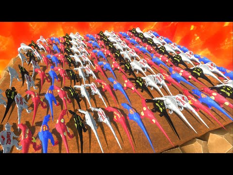 All Color Dinosaurs Carnivore Championship Death Fall - Animal Revolt Battle Simulator