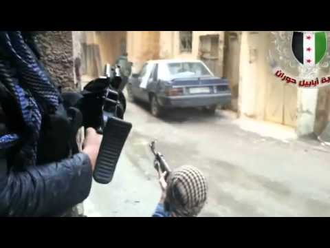 تمشيط أحياء مخيم اليرموك في دمشق بعد السيطرة علهيا من قبل لواء أبابيل حوران