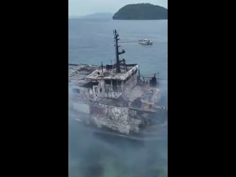 Philippine coast guard rescues passengers after ferry fire