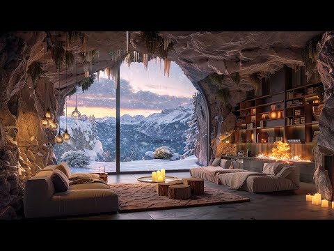 Snowstorm, Breathtaking View, Crackling Fire & Cats - Winter Ambience for Sleep, Relax or Study